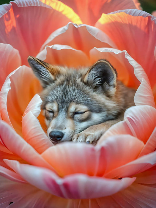 Träumender Wolf im Blütenzauber - CALVENDO Foto-Puzzle'