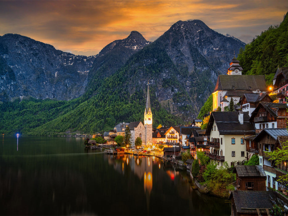 Hallstatt nach Sonnenuntergang - CALVENDO Foto-Puzzle'