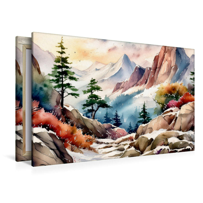 Premium Textil-Leinwand Winterliche Berghänge