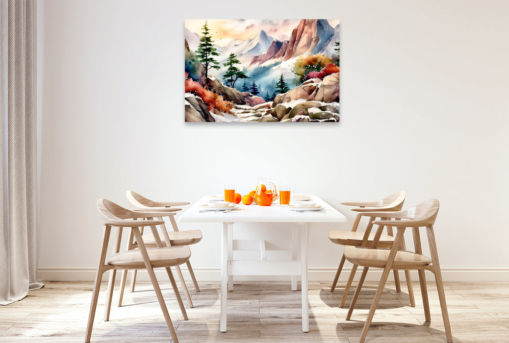 Premium Textil-Leinwand Winterliche Berghänge