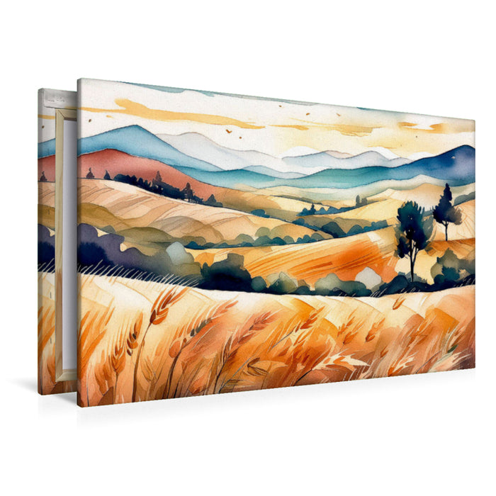 Premium Textil-Leinwand Reife Feldfrüchte in der fruchtbaren Ebene