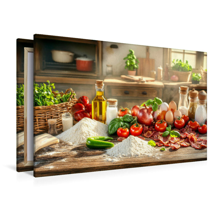 Premium Textil-Leinwand Bereit zum Pizza backen