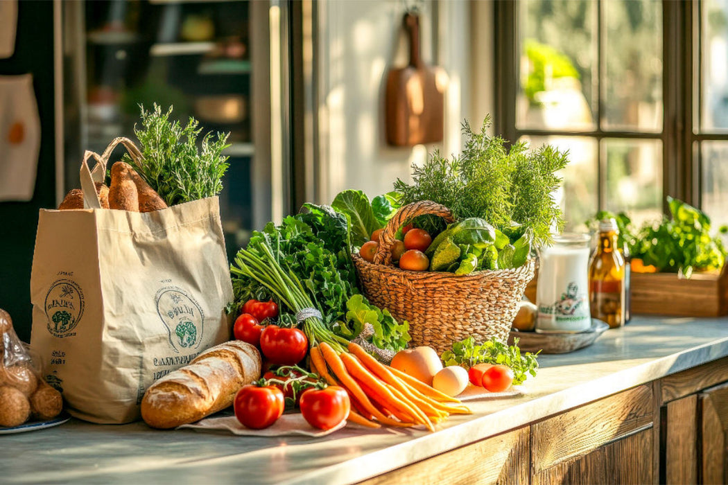 Premium Textil-Leinwand Rückkehr vom Wochenmarkt