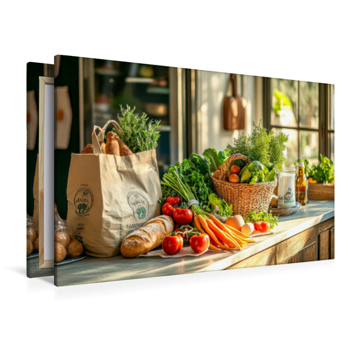 Premium Textil-Leinwand Rückkehr vom Wochenmarkt