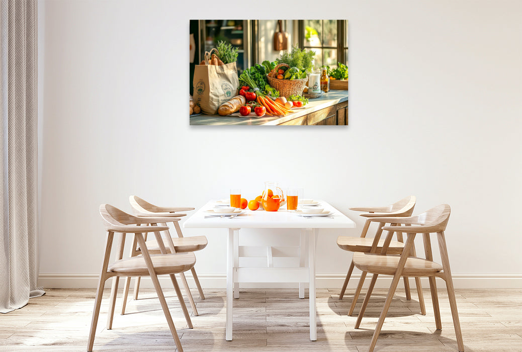 Premium Textil-Leinwand Rückkehr vom Wochenmarkt