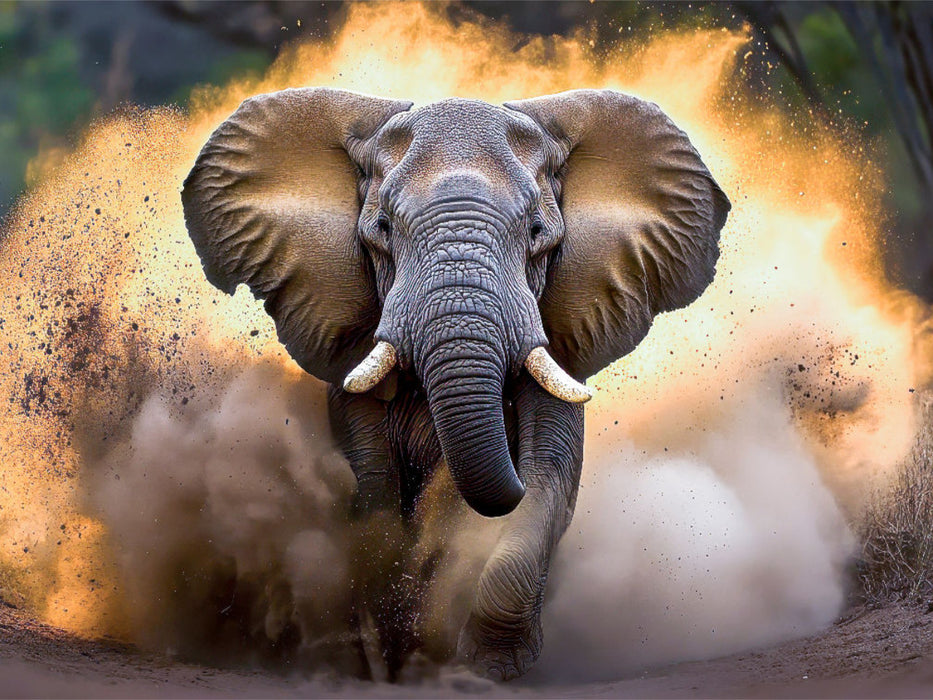 Mit hoher Geschwindigkeit durch den Sand - Elefant - CALVENDO Foto-Puzzle'