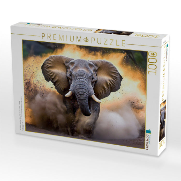 Mit hoher Geschwindigkeit durch den Sand - Elefant - CALVENDO Foto-Puzzle'