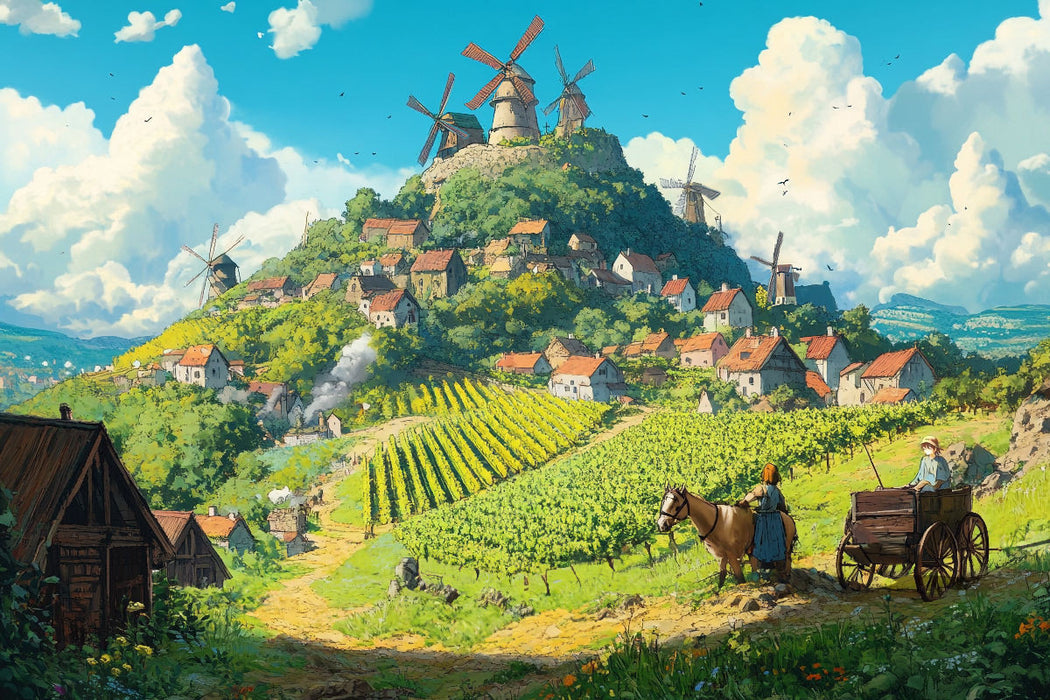 Premium Textil-Leinwand Das Tal der Winde - Anime Landschaft