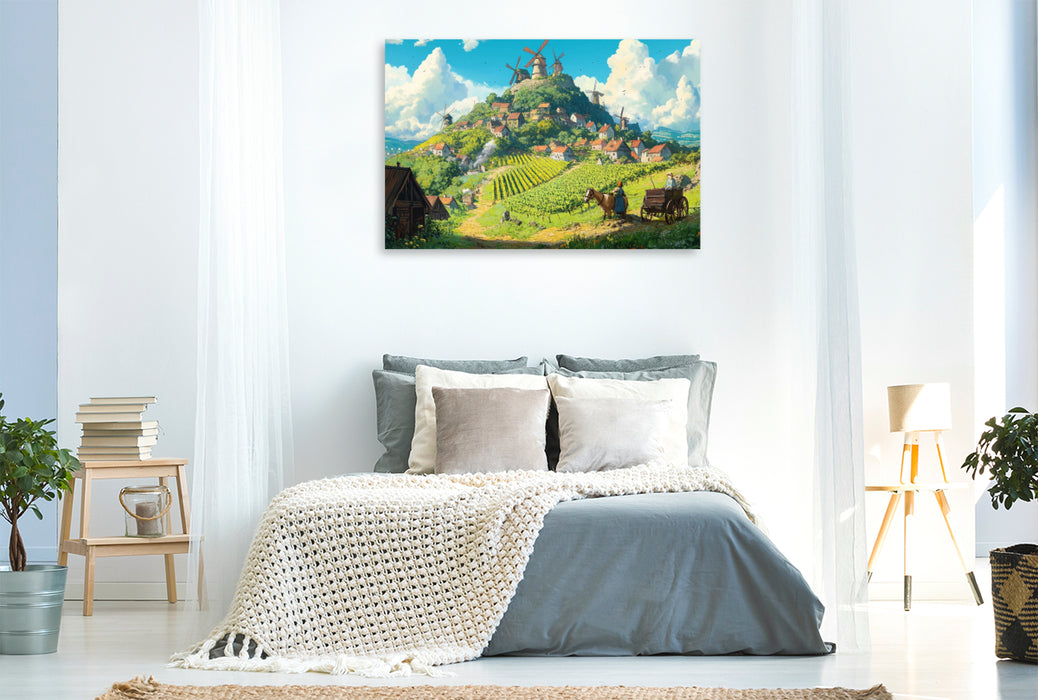 Premium Textil-Leinwand Das Tal der Winde - Anime Landschaft