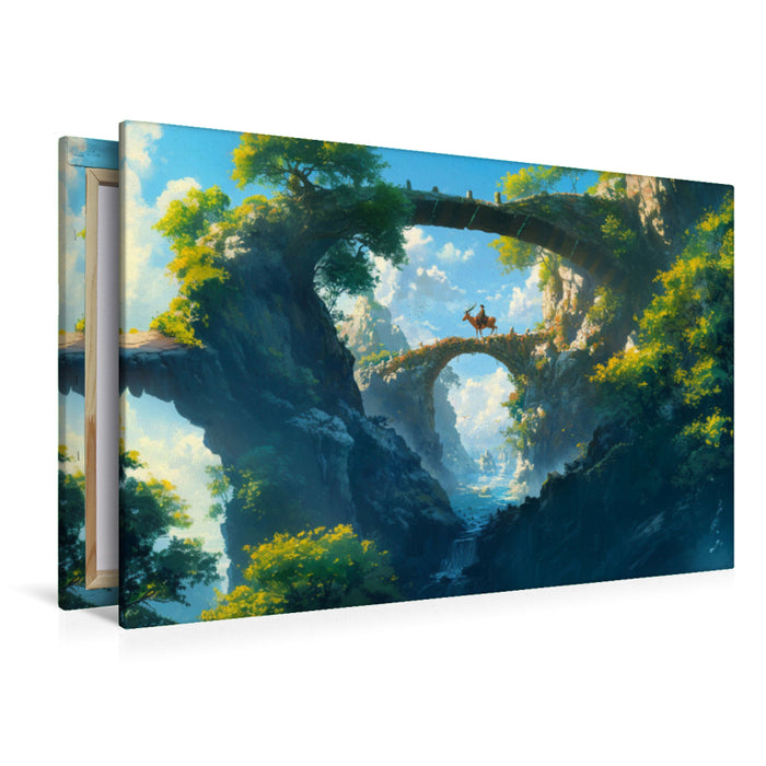 Premium Textil-Leinwand Brücken in allen Ebenen - Anime Landschaft