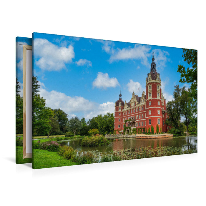 Premium Textil-Leinwand Ein Blick auf das Schloss Fürst-Pückler in Bad Muskau