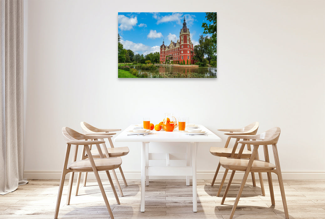 Premium Textil-Leinwand Ein Blick auf das Schloss Fürst-Pückler in Bad Muskau