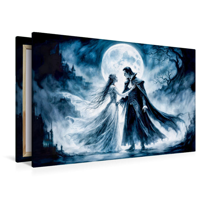 Premium Textil-Leinwand Vampirpaar im Mondschein im Stil der dunklen Romantik
