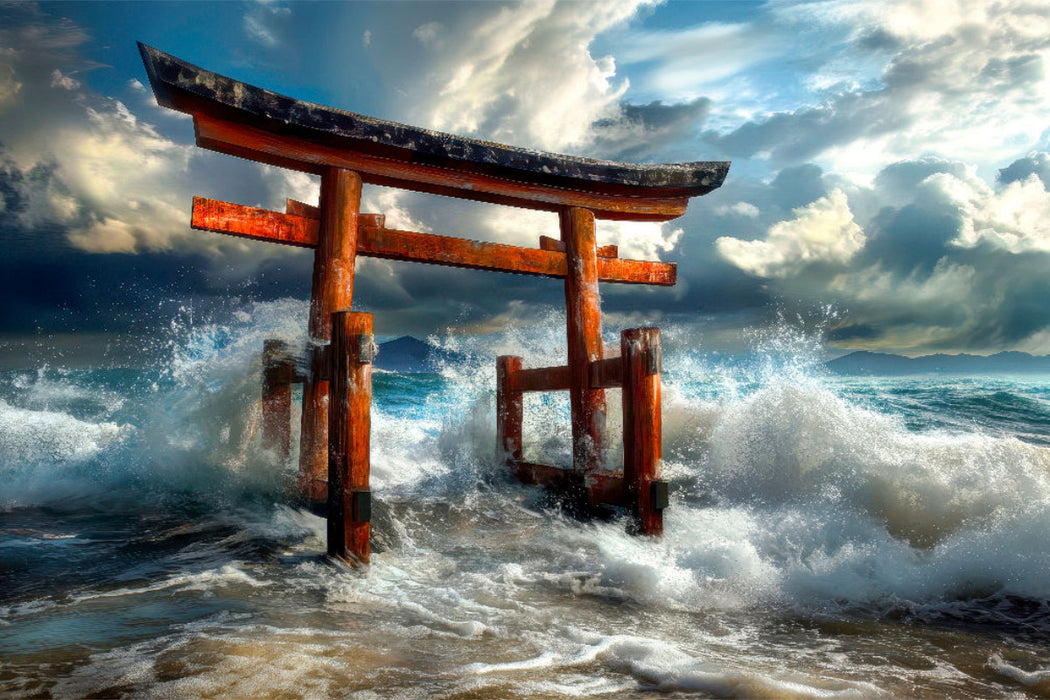 Premium Textil-Leinwand Torii