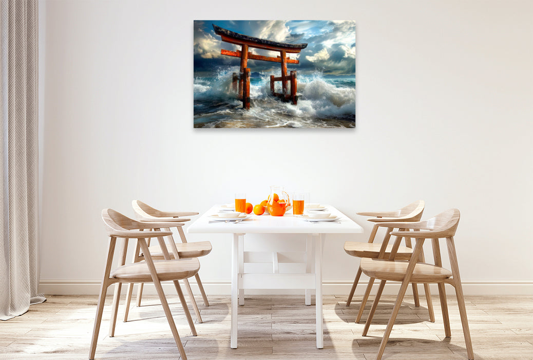 Premium Textil-Leinwand Torii