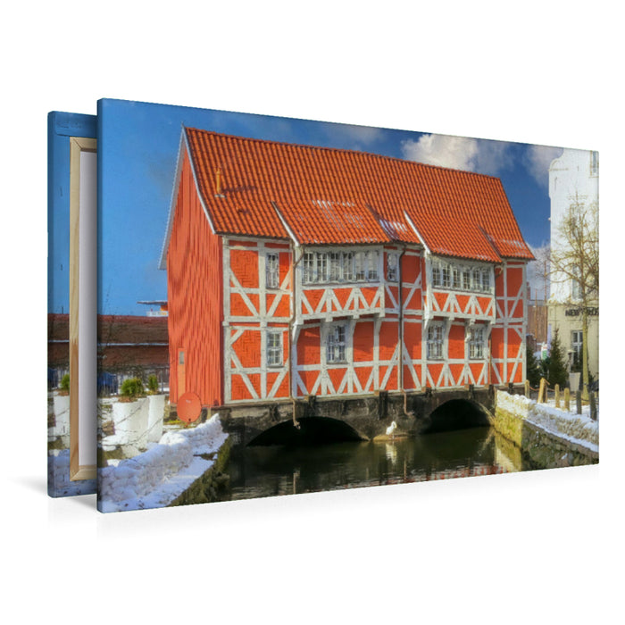 Premium Textil-Leinwand Gewölbe - das Schiefe Haus von Wismar
