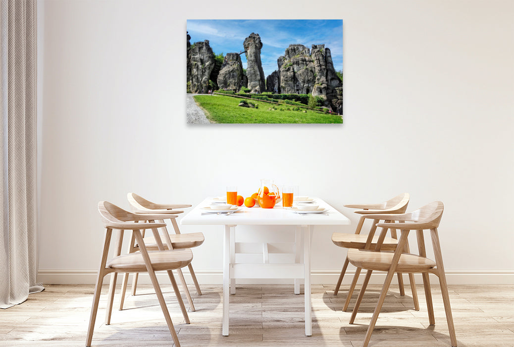 Premium Textil-Leinwand Die Externsteine im Teutoburger Wald