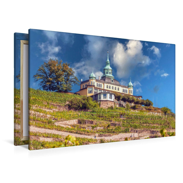 Premium Textil-Leinwand Das Spitzhaus in Radebeul
