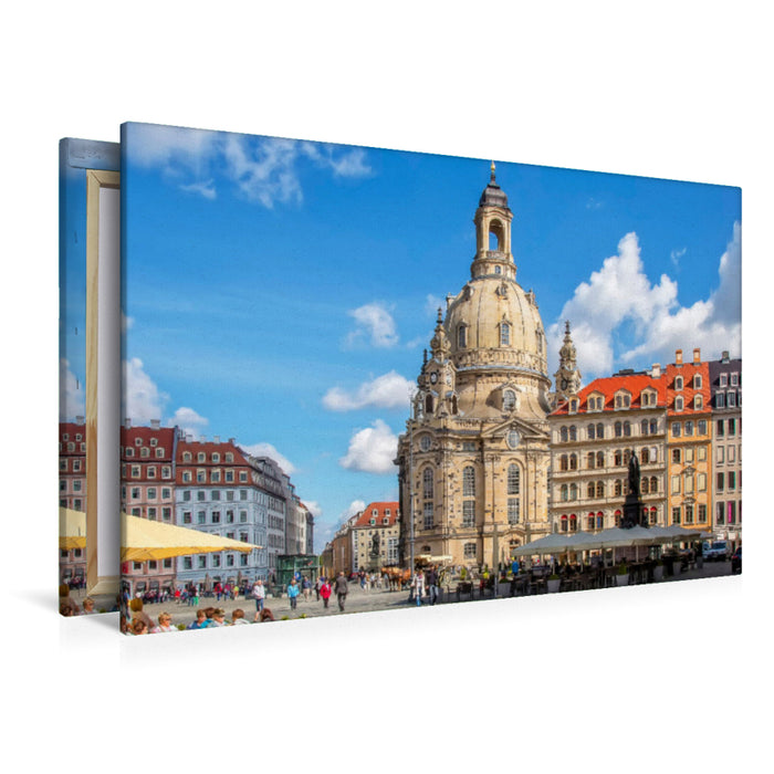 Premium Textil-Leinwand Die Frauenkirche in Dresden