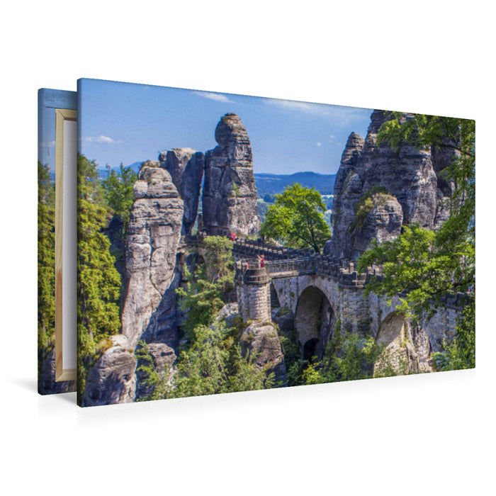 Premium Textil-Leinwand Basteibrücke in der Sächsischen Schweiz