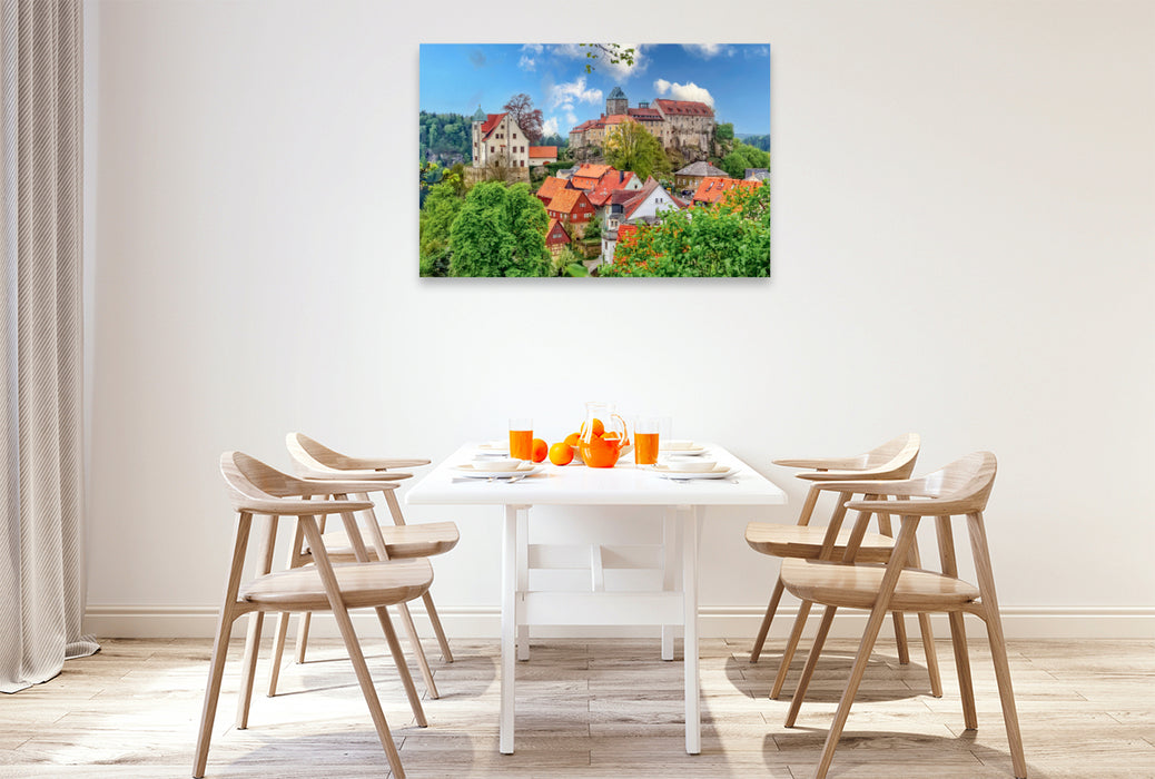 Premium Textil-Leinwand Burg Hohnstein in der Sächsischen Schweiz