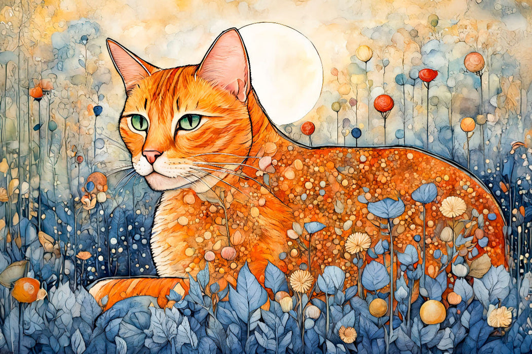 Premium Textil-Leinwand Mondschein und Blütenzauber