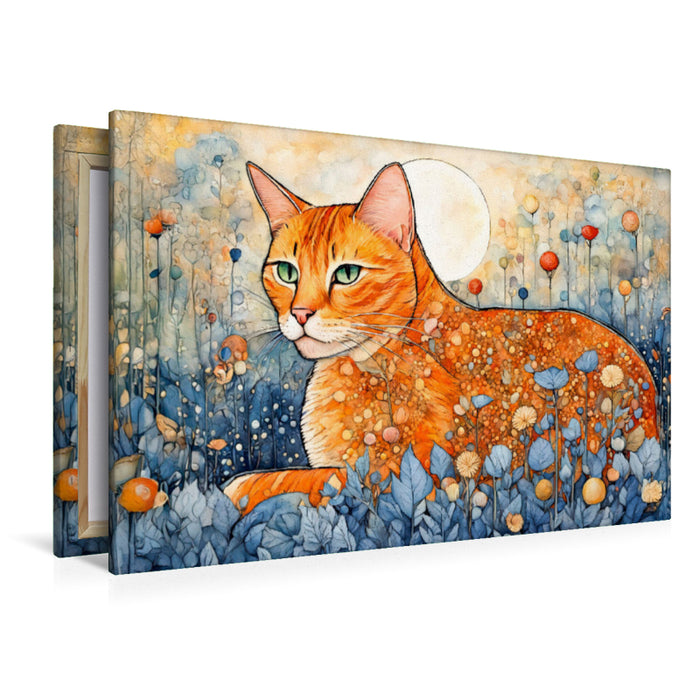 Premium Textil-Leinwand Mondschein und Blütenzauber