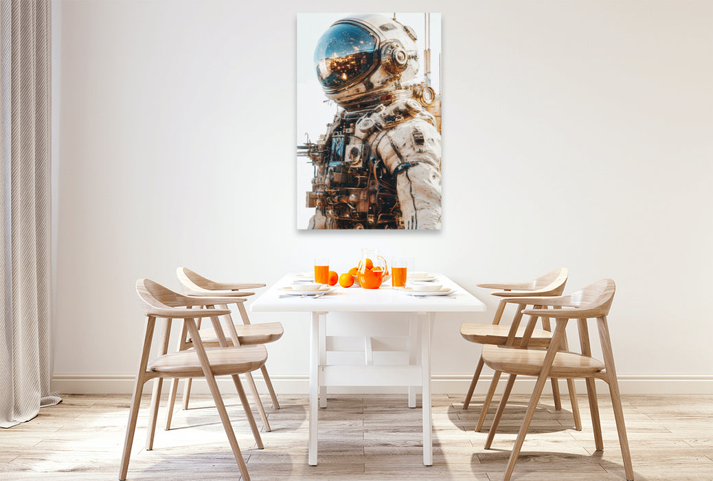 Premium Textil-Leinwand Mit jeder neuen Entdeckung im All überschreiten wir Grenzen