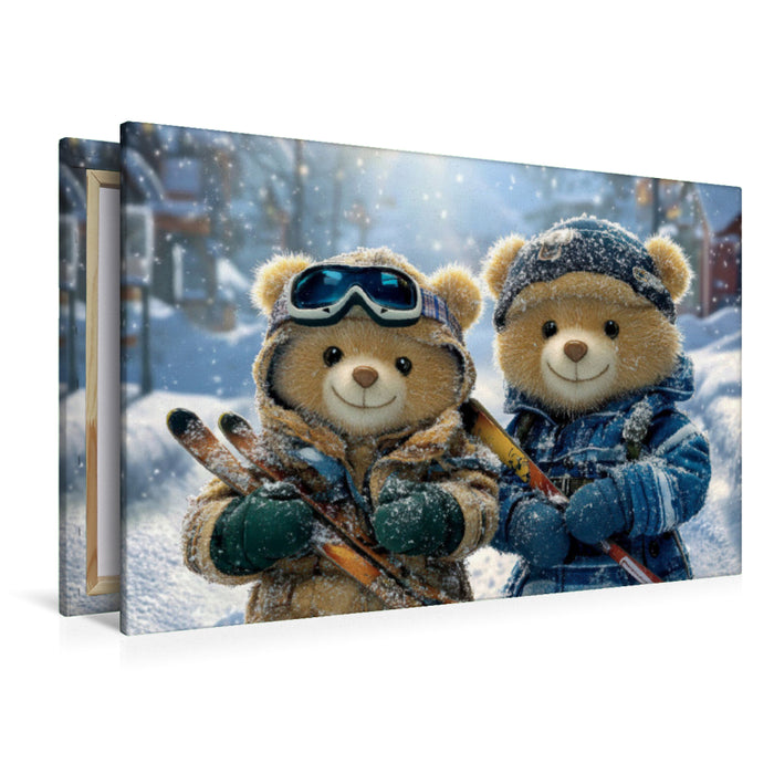 Premium Textil-Leinwand Wunderbares Winterwetter, ab auf die Piste