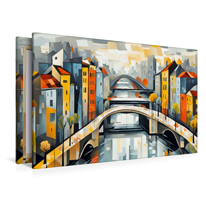 Premium Textil-Leinwand Herbststimmung in der abstrakten Metropole