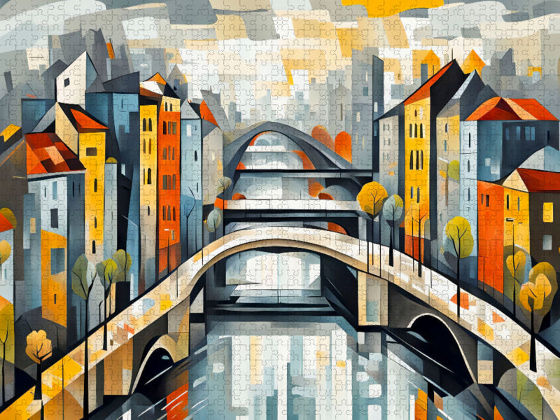 Herbststimmung in der abstrakten Metropole - CALVENDO Foto-Puzzle'