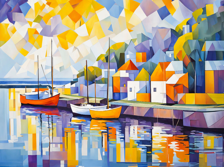 Boote im Hafen bei Abendsonne - CALVENDO Foto-Puzzle'