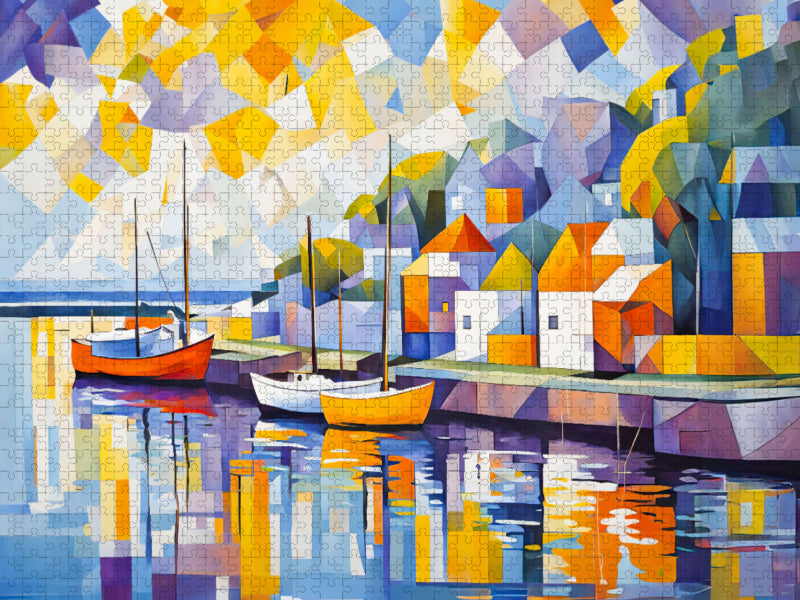 Boote im Hafen bei Abendsonne - CALVENDO Foto-Puzzle'