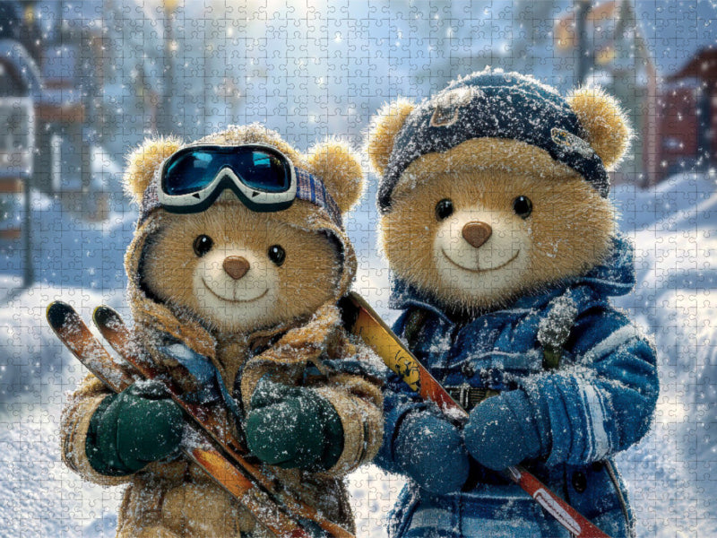 Wunderbares Winterwetter, ab auf die Piste - CALVENDO Foto-Puzzle'