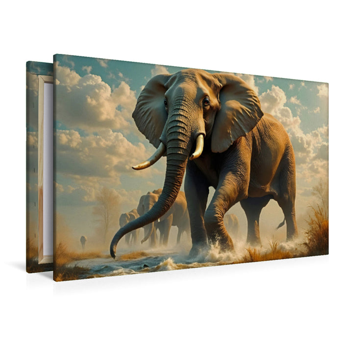 Premium Textil-Leinwand Elefant