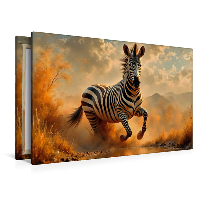 Premium Textil-Leinwand Zebra