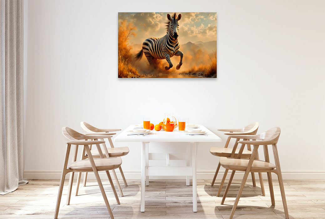 Premium Textil-Leinwand Zebra