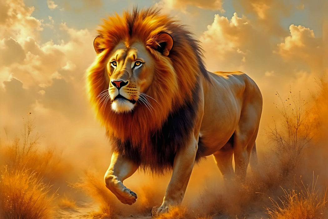 Premium Textil-Leinwand Löwe