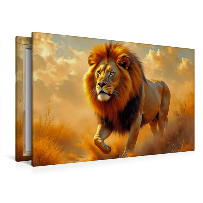 Premium Textil-Leinwand Löwe