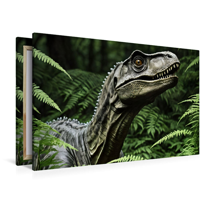 Premium Textil-Leinwand Dino auf Erkundung
