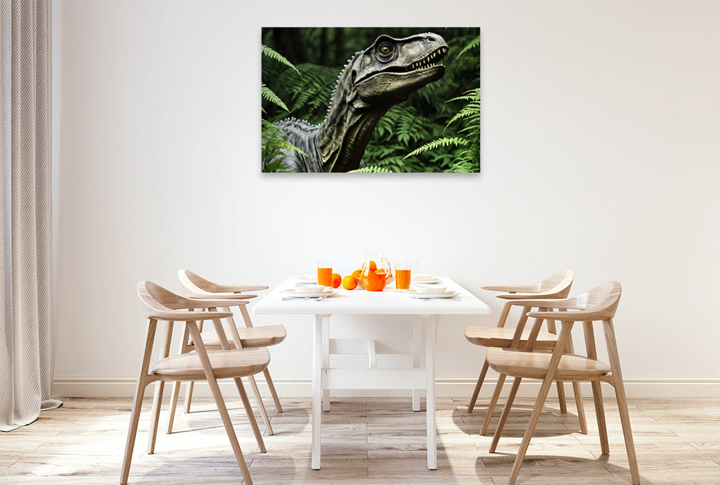 Premium Textil-Leinwand Dino auf Erkundung