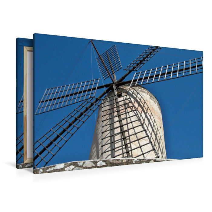 Premium Textil-Leinwand Traditionelle Windmühle auf Mallorca