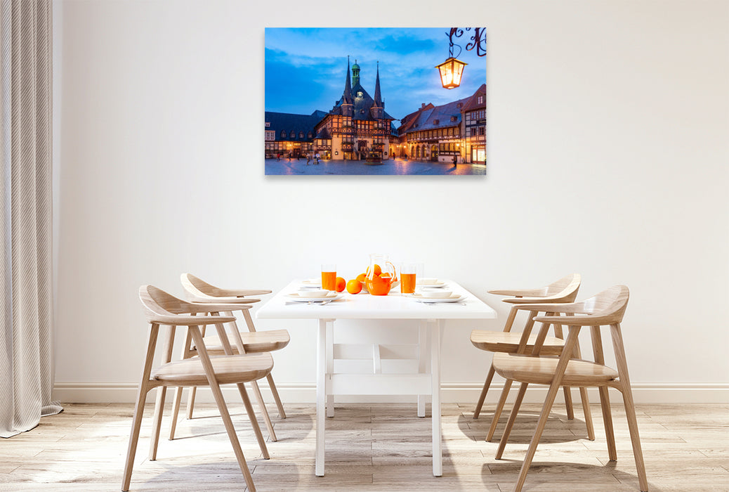 Premium Textil-Leinwand Rathaus Wernigerode