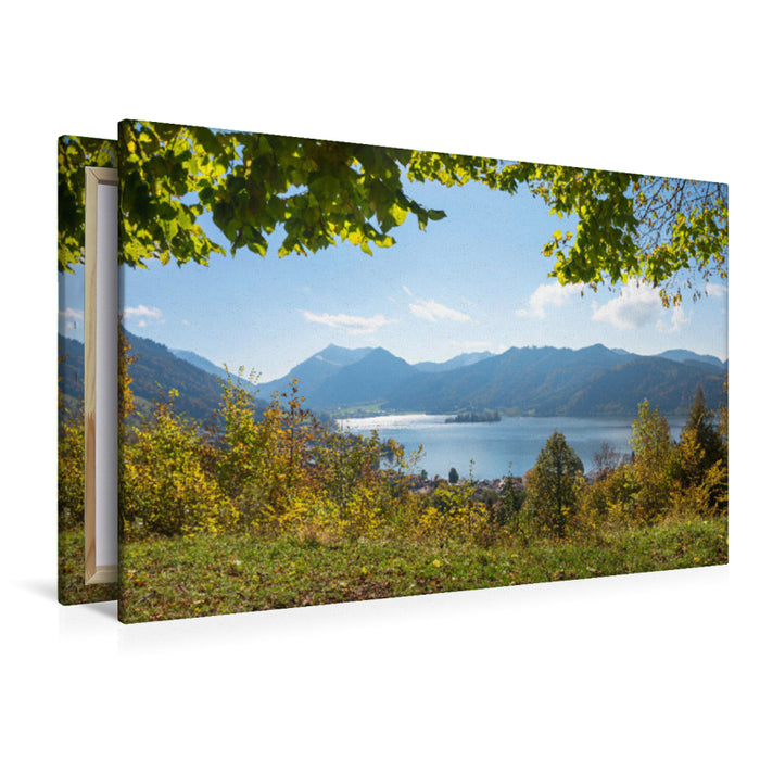 Premium Textil-Leinwand Seeblick vom Haiderdenkmal