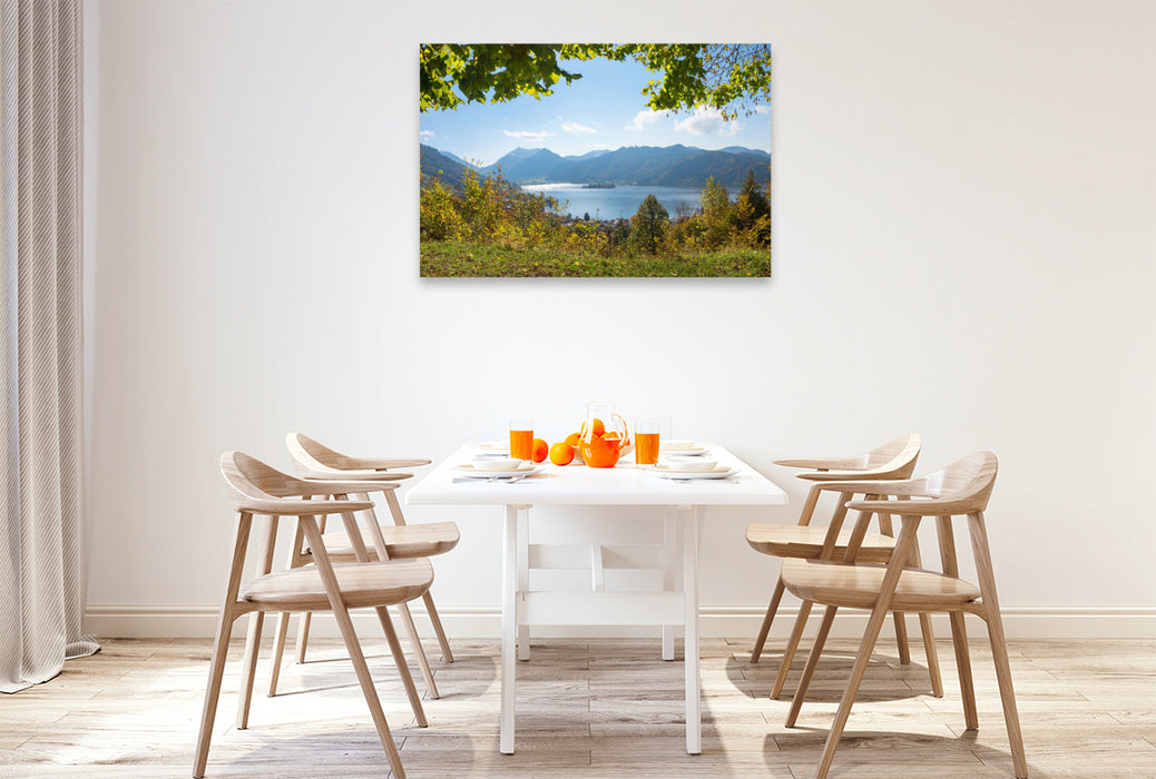 Premium Textil-Leinwand Seeblick vom Haiderdenkmal