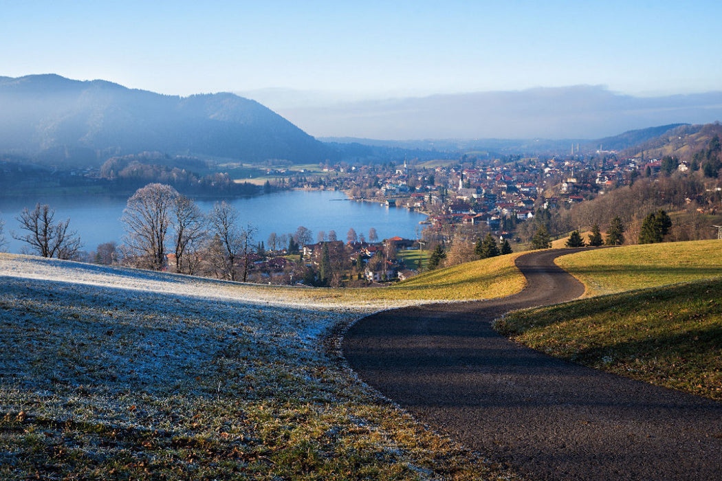 Premium Textil-Leinwand Schliersee-Blick vom Oberleiten Höhenweg