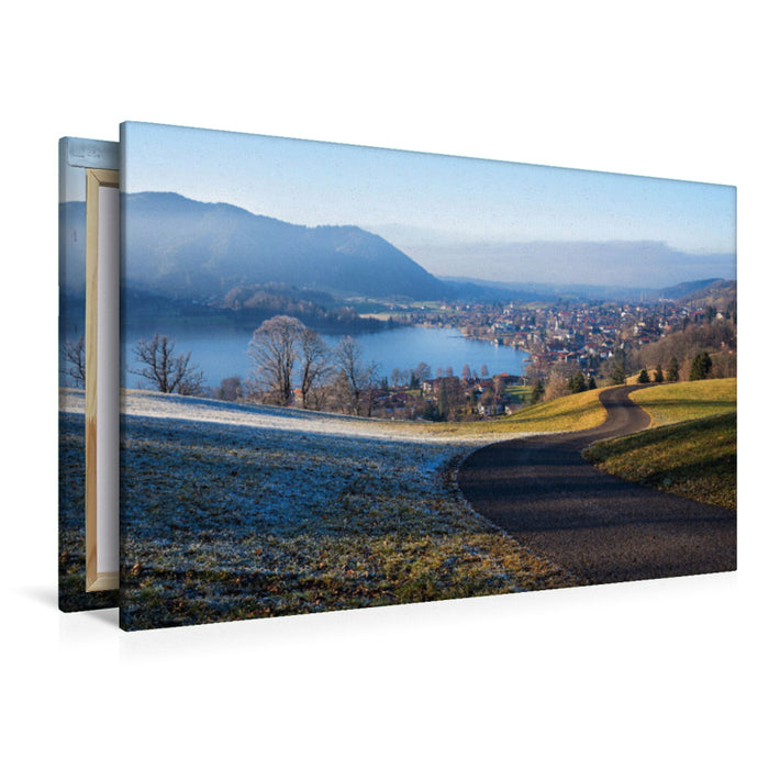 Premium Textil-Leinwand Schliersee-Blick vom Oberleiten Höhenweg