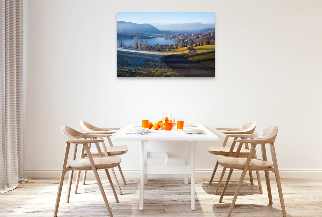 Premium Textil-Leinwand Schliersee-Blick vom Oberleiten Höhenweg