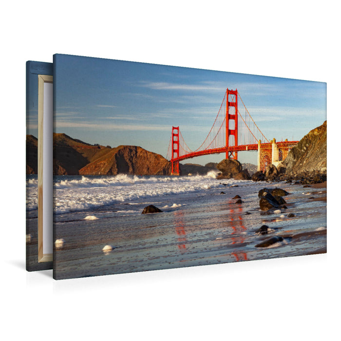 Premium Textil-Leinwand Die Golden Gate Brücke und Marshall Beach