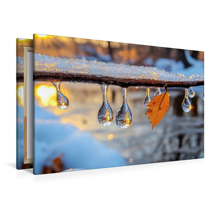 Premium Textil-Leinwand Glitzernde Eistropfen im Sonnenschein